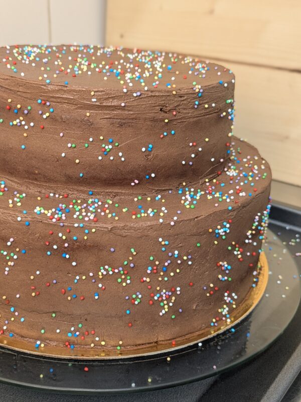 Large Chocolate mousse cake with funfetti