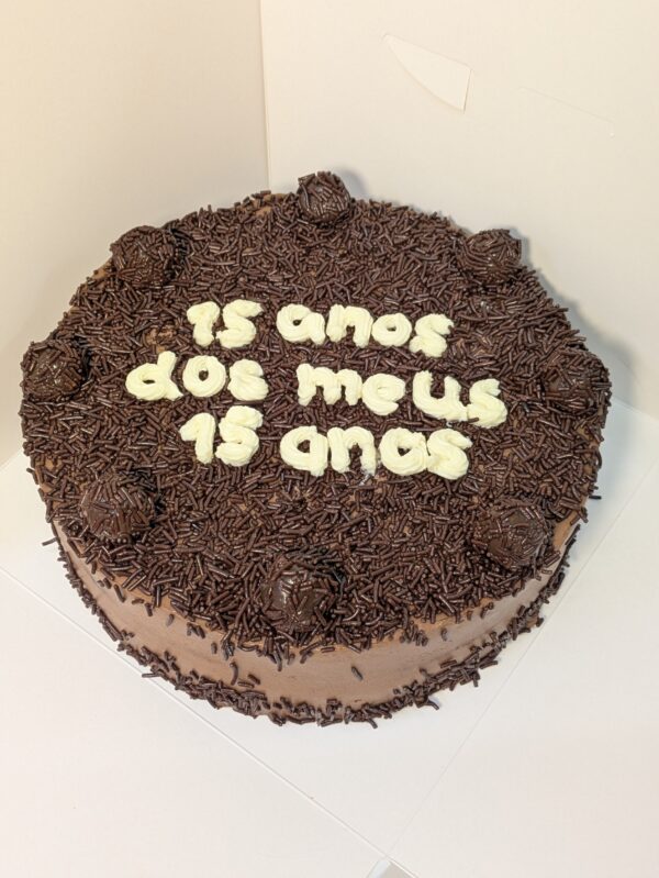 Chocolate cake with chocolate mousse and brigadeiro filling